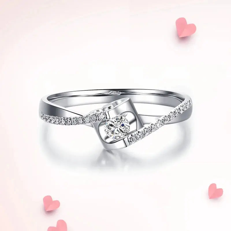 Angel's Kiss Ring with Heart-Shaped Zirconia