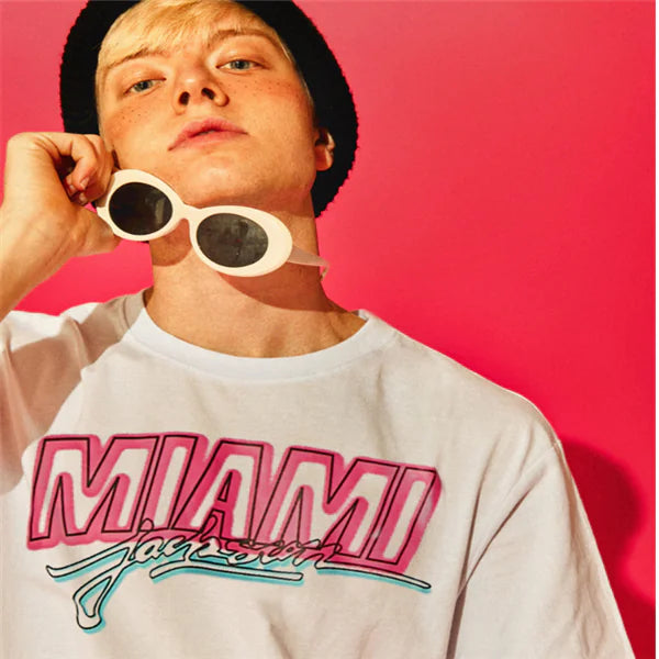 Men's Loose Fit Cotton T-Shirt with Letter Design