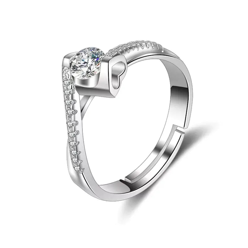 Angel's Kiss Ring with Heart-Shaped Zirconia