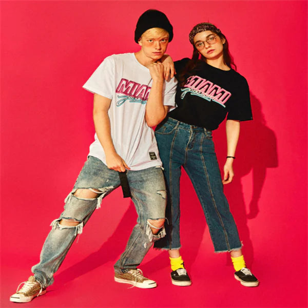 Men's Loose Fit Cotton T-Shirt with Letter Design