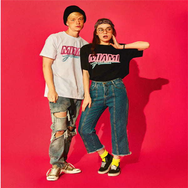 Men's Loose Fit Cotton T-Shirt with Letter Design